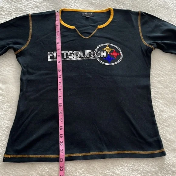 Pittsburgh Steelers Embellished Rhinestone Bling Top - Picture 4 of 5